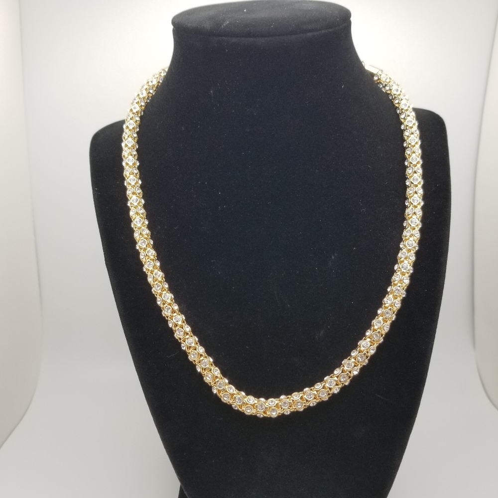 Swarovski Gold Tone clear Rhinestones Necklace